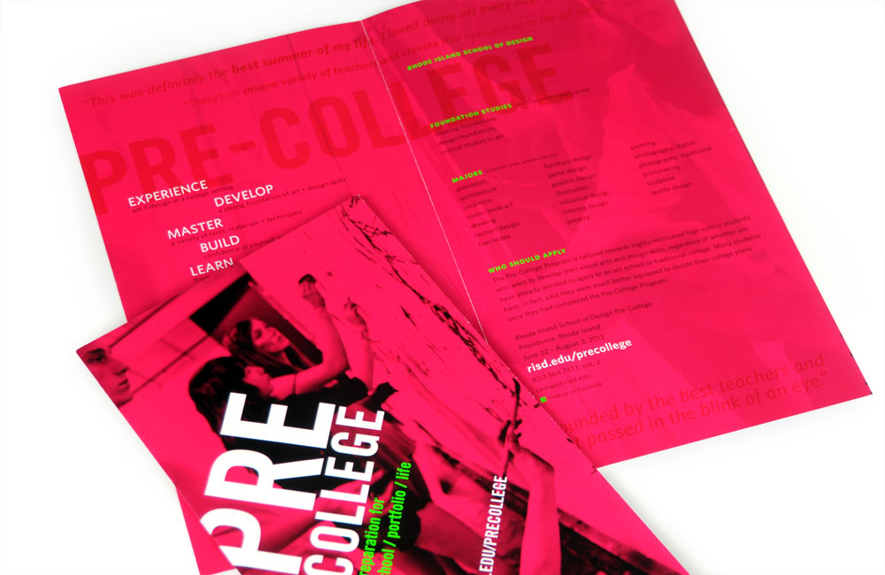 Rhode Island School of Design Continuing Education (RISD CE) Pre-College Poster, Mailer, Brochure